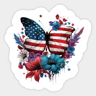 4th of July Floral Butterfly Sticker